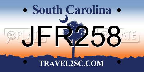 JFR258 South Carolina License Plate