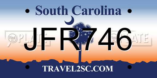 JFR746 South Carolina License Plate