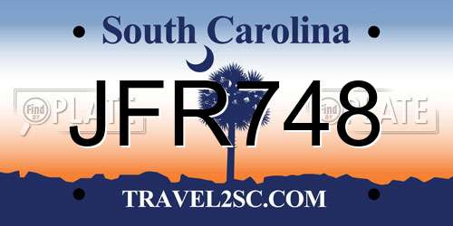 JFR748 South Carolina License Plate