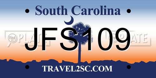 JFS109 South Carolina License Plate