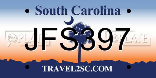 JFS397 South Carolina License Plate