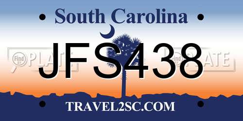 JFS438 South Carolina License Plate