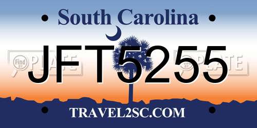 JFT5255 South Carolina License Plate