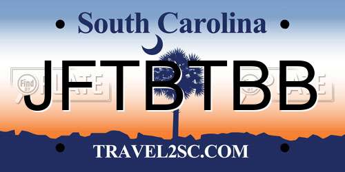 JFTBTBB South Carolina License Plate