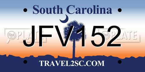 JFV152 South Carolina License Plate