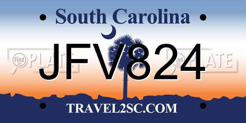 JFV824 South Carolina License Plate