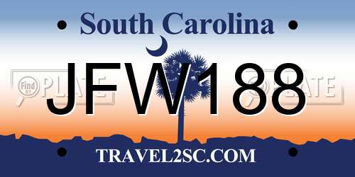 JFW188 South Carolina License Plate