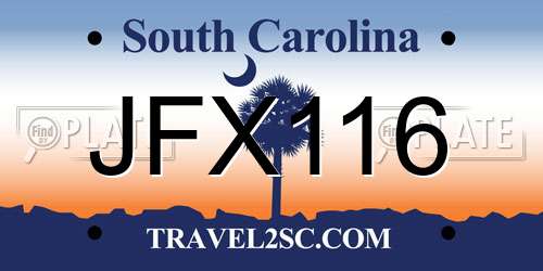 JFX116 South Carolina License Plate