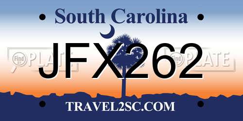 JFX262 South Carolina License Plate