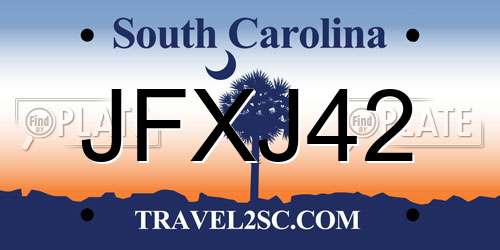 JFXJ42 South Carolina License Plate