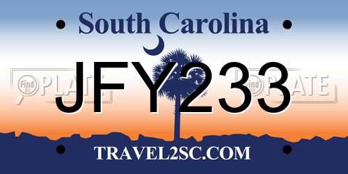 JFY233 South Carolina License Plate