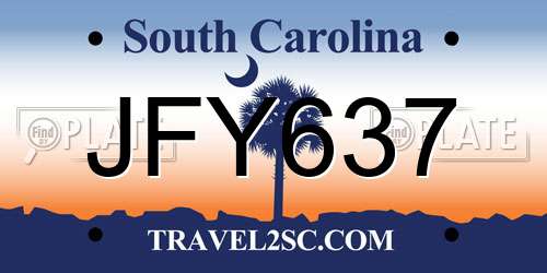 JFY637 South Carolina License Plate