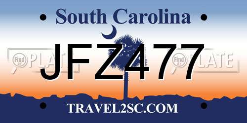 JFZ477 South Carolina License Plate