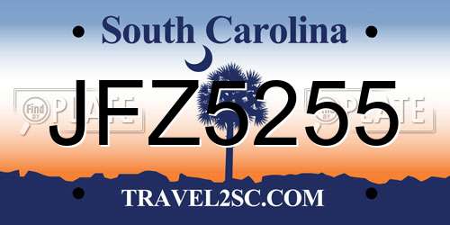 JFZ5255 South Carolina License Plate