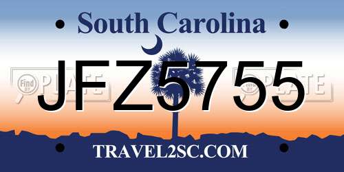 JFZ5755 South Carolina License Plate