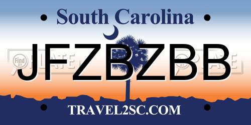 JFZBZBB South Carolina License Plate
