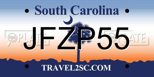 JFZP55 South Carolina License Plate