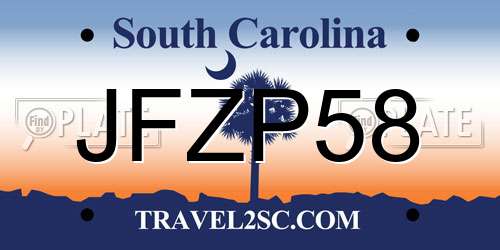 JFZP58 South Carolina License Plate