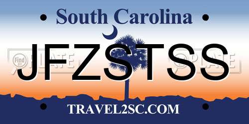 JFZSTSS South Carolina License Plate