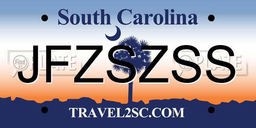JFZSZSS South Carolina License Plate