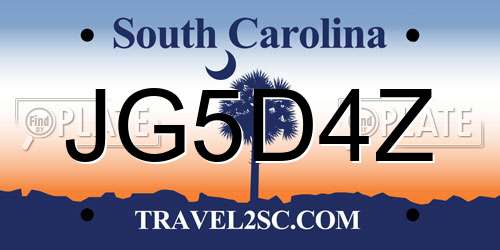 JG5D4Z South Carolina License Plate