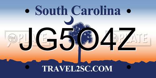 JG5O4Z South Carolina License Plate