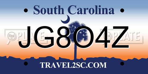 JG8O4Z South Carolina License Plate