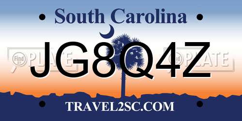 JG8Q4Z South Carolina License Plate