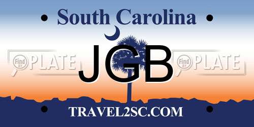 JGB South Carolina License Plate