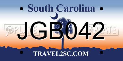 JGB042 South Carolina License Plate