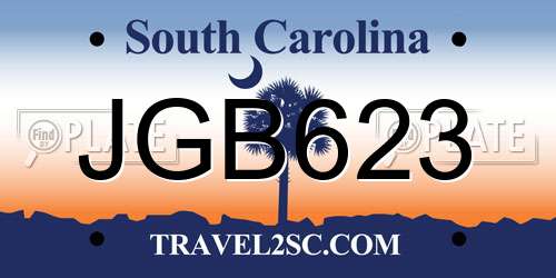 JGB623 South Carolina License Plate