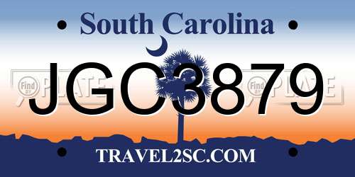 JGC3879 South Carolina License Plate