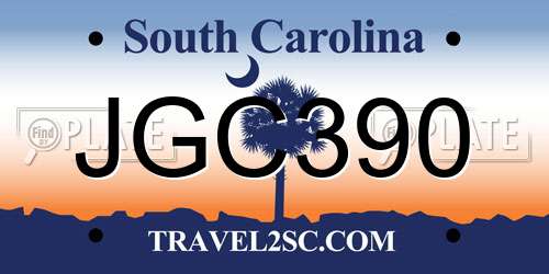 JGC390 South Carolina License Plate