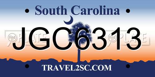 JGC6313 South Carolina License Plate