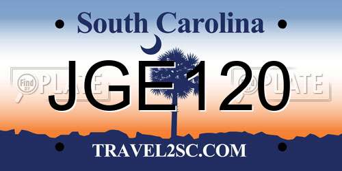 JGE120 South Carolina License Plate