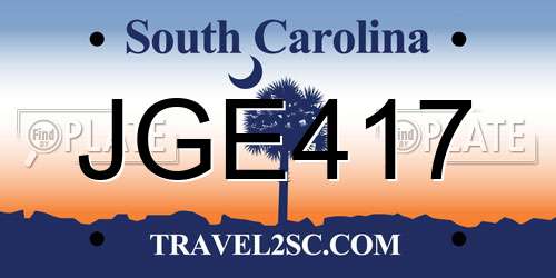 JGE417 South Carolina License Plate