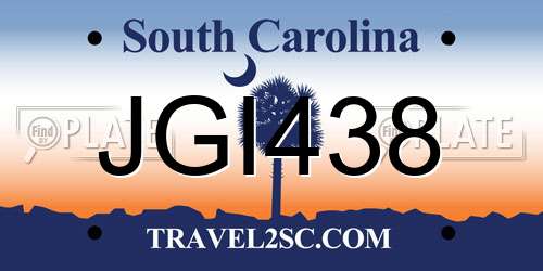 JGI438 South Carolina License Plate