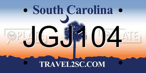 JGJ104 South Carolina License Plate