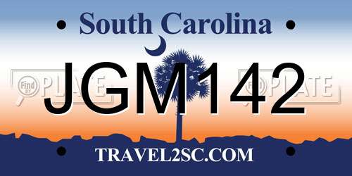 JGM142 South Carolina License Plate