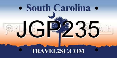 JGP235 South Carolina License Plate