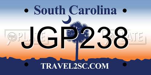 JGP238 South Carolina License Plate
