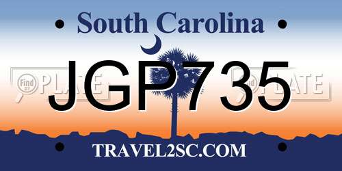 JGP735 South Carolina License Plate