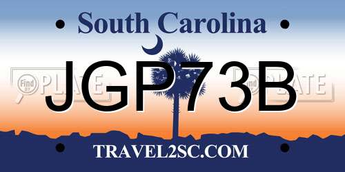 JGP73B South Carolina License Plate