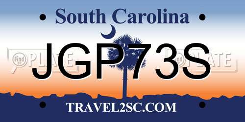 JGP73S South Carolina License Plate