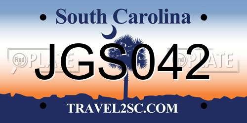 JGS042 South Carolina License Plate