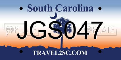 JGS047 South Carolina License Plate