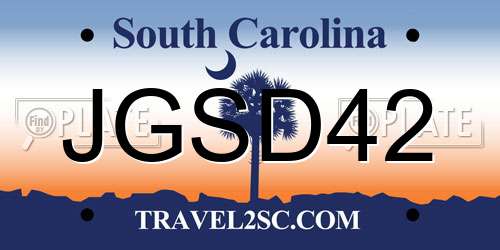 JGSD42 South Carolina License Plate