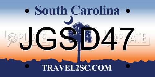 JGSD47 South Carolina License Plate