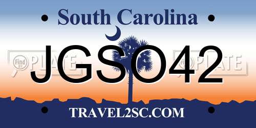 JGSO42 South Carolina License Plate