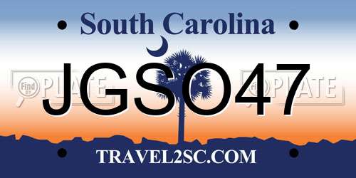 JGSO47 South Carolina License Plate